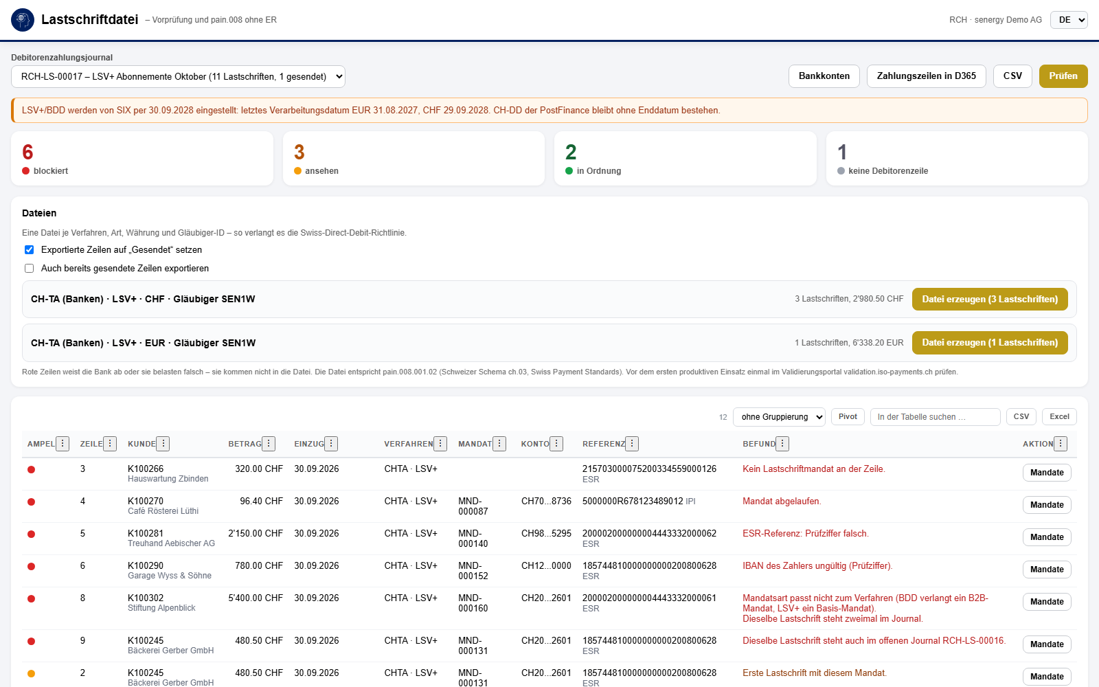 Lastschrift in Dynamics 365