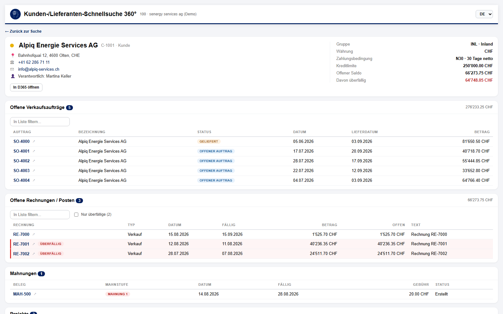 360°-Schnellsuche in Dynamics 365